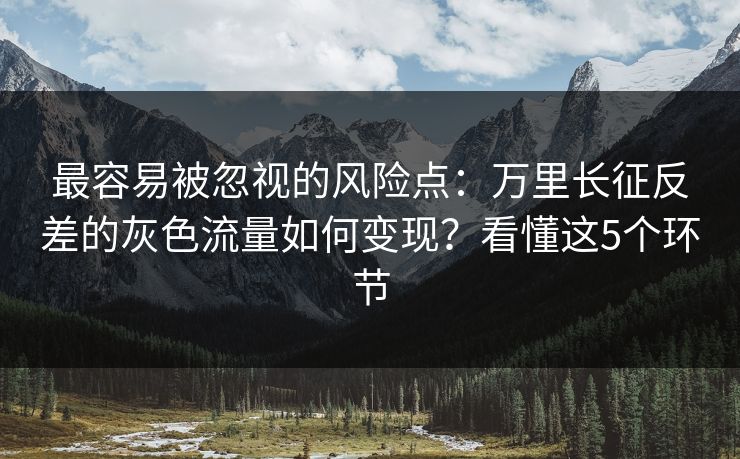 最容易被忽视的风险点：万里长征反差的灰色流量如何变现？看懂这5个环节